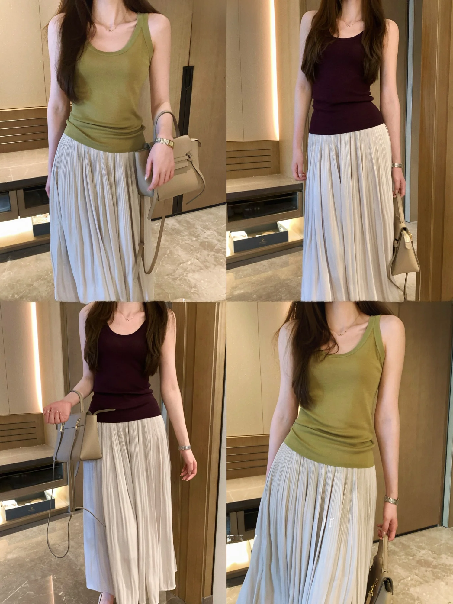 

Libby Knitted Svel Vest Casual Simple Color U-Ne Slimming Basic Versatile Strap Top Women's Faion Summer Wear