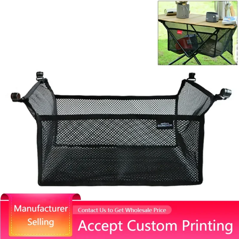 

Outdoor Folding Net Bag Portable Under Desk Storage Bag Holder Camping Hiking Fishing Sundries Network Pouch Table Accessories