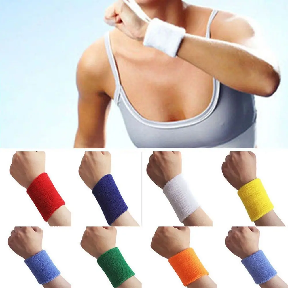 Elástico unissex moda cinta de pulso algodão pano ginásio esporte tênis badminton sweatbands pulseira guarda pulso alça mão