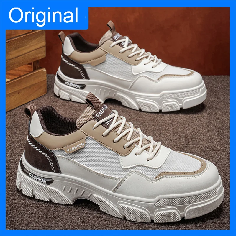

Men Sports Shoes Spring Wear Comfort Non Slip Thick Soled Light Casual Sports Running Shoes Lace Up Mesh Breathe Jogging Shoes
