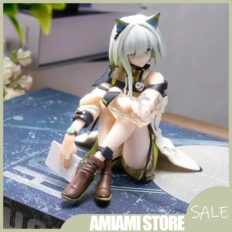 

Anime Action Figures Arknights Kal'Tsit Cute Cat Ear Sitting Girl Pvc Model Instant Noodle Press Game Collection Doll Gifts Toys