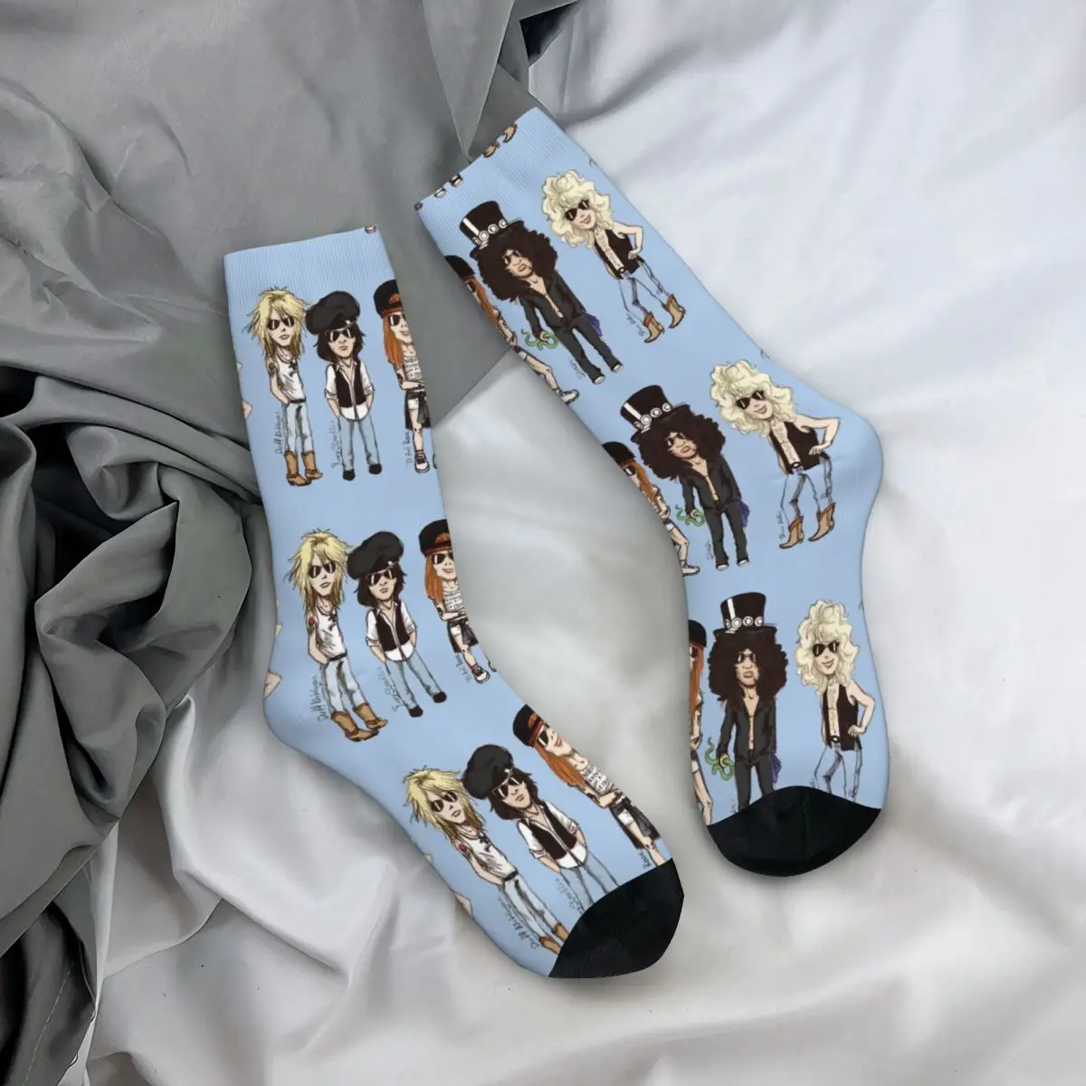 Divertente calzino a compressione per uomo Rock Band foto Hip Hop Vintage Guns N\' Roses Rock Music Guitarist The batterist Boys Crew Sock