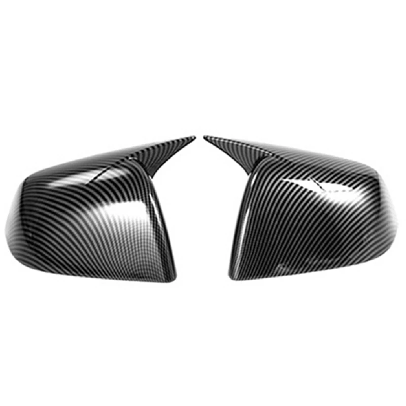 Car Carbon Fiber Stripes Horn Rearview Mirror Cover Side Trim For Tesla Model Y 2020-2022