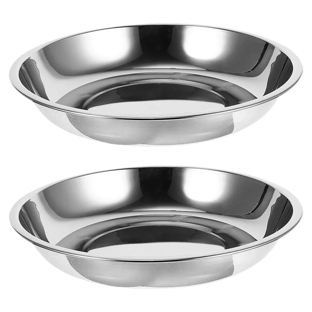 2 Pcs Fatigue Bowl for Kittens Cat Dish Stainless Steel Pet Puppy Feeding Shallow Food