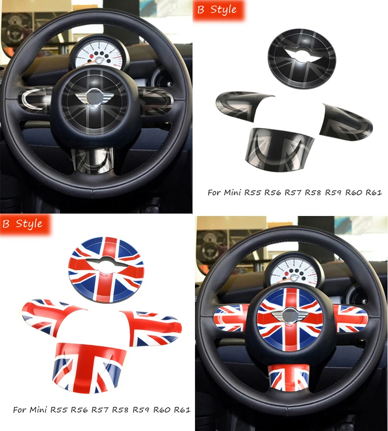 For Mini Countryman Steering Wheel Panel Button Cover Styling Sticker For Mini Cooper R55 R56 R57 R58 R59 R60 Car Accessories