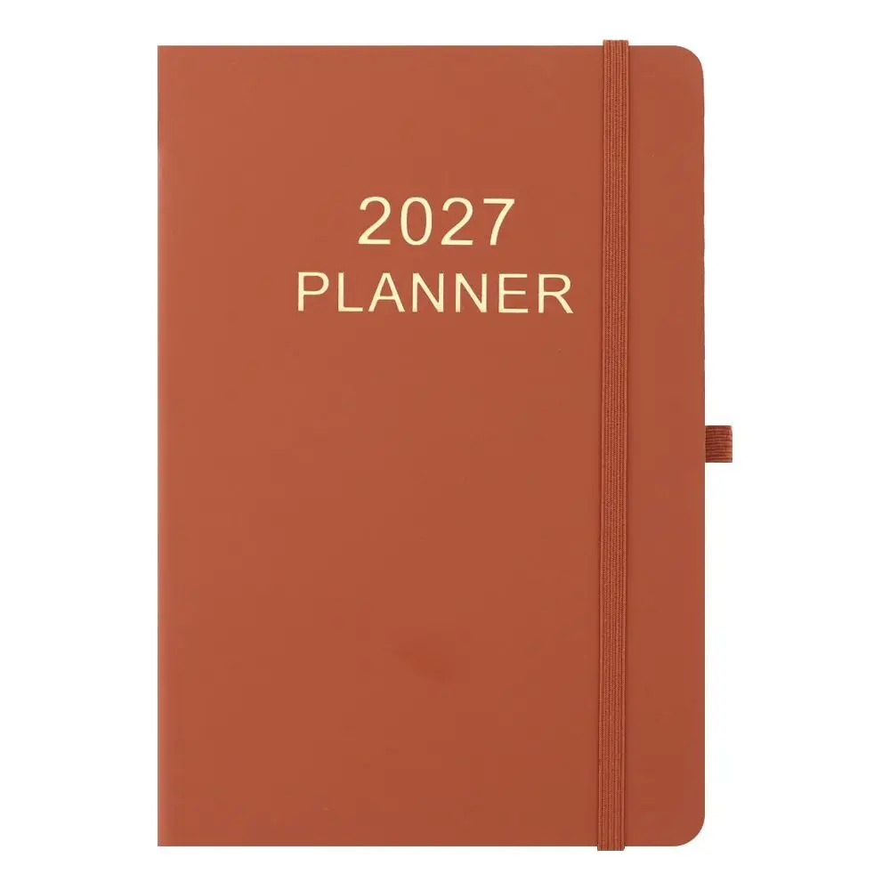 Portable A5 2027 Agenda Book To Do List Textured PU Daily Planner Book Planner Reminder Calendar Book Students