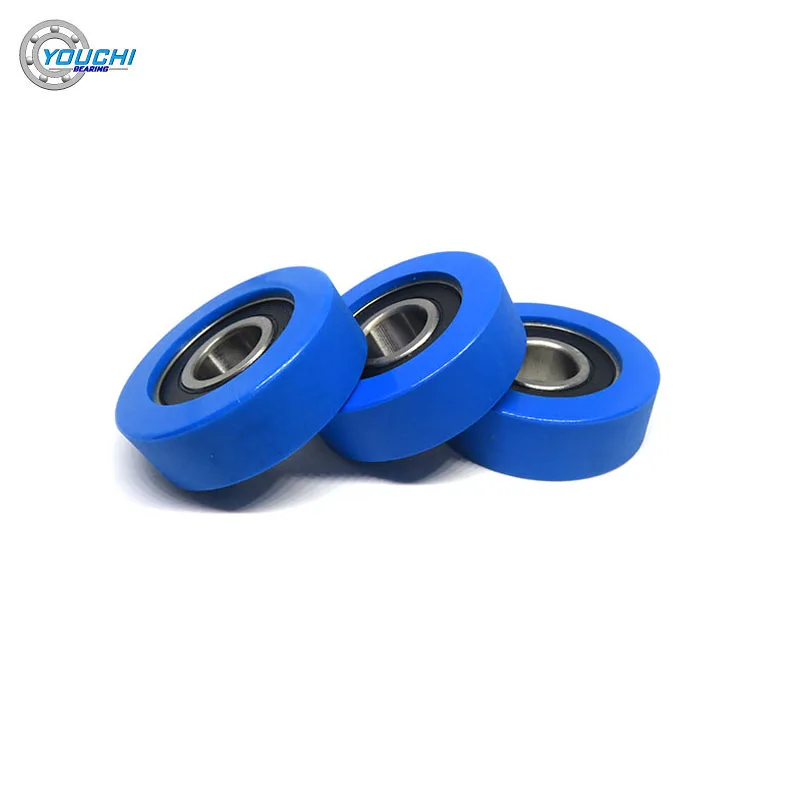 2pcs 15x48x15 Polyurethane Coated Roller PU620248-15 48mm Diameter PU Flat Guide Wheel Pulley 15*48*15 Plastic Bearing