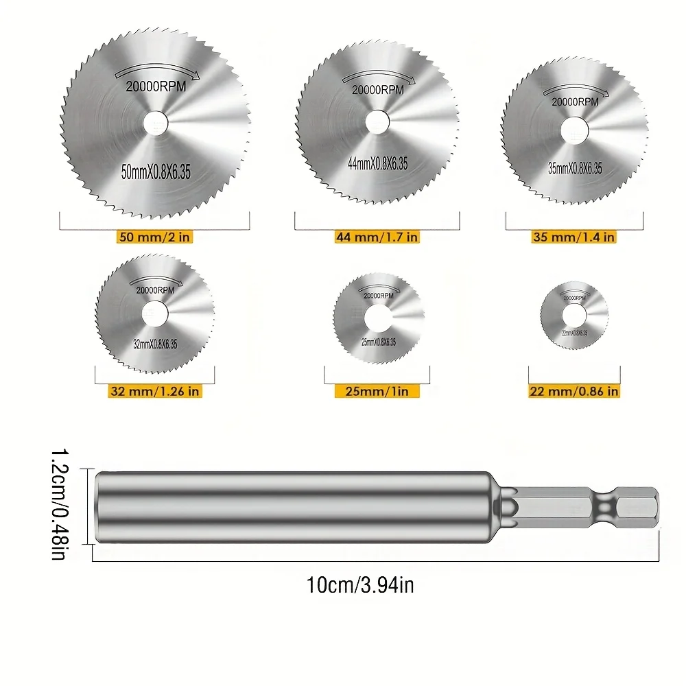 고속 강철 절단 휠 - 1/4 헥스 샹크 얇은 블레이드 로터리 톱용 교체 가능한 절단 헤드 5개 포함