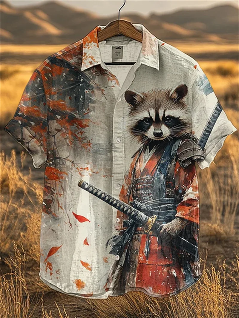 

Мужская льняная рубашка в стиле ретро с короткими рукавами в этническом стиле в стиле ретро с короткими рукавами, повседневная модная рубашка, топ