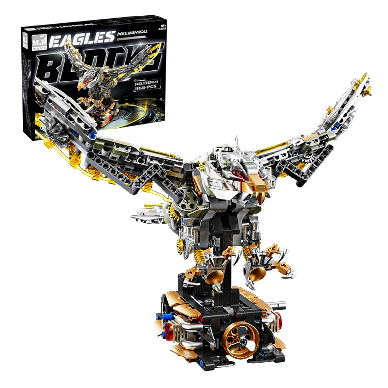 

1168PCS Mechanical Eagle Building Block Joints Movable Animal Bricks With Light Desktop Ornaments Kids DIY Toys Holiday Gifts