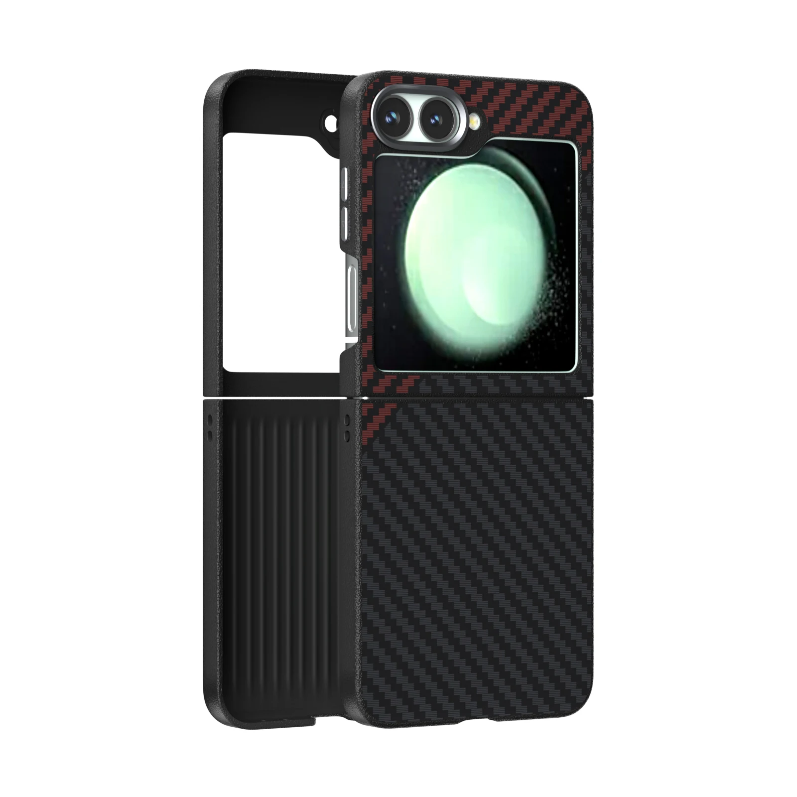 For Samsung Galaxy Z Flip 6 5 Case Magsafe Magnetic Wireless Charging Carbon Fiber Texture Camera Circle 2C Phone Case Cover