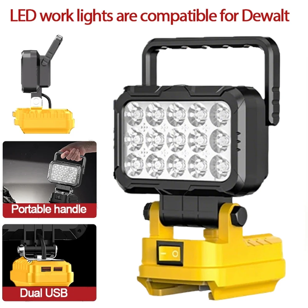 

For Dewalt /Makita /Milwaukee 18V Battery Portable LED Work Light With USB Port 3 inch Flashlight Lights Outdoor Tool Lamp