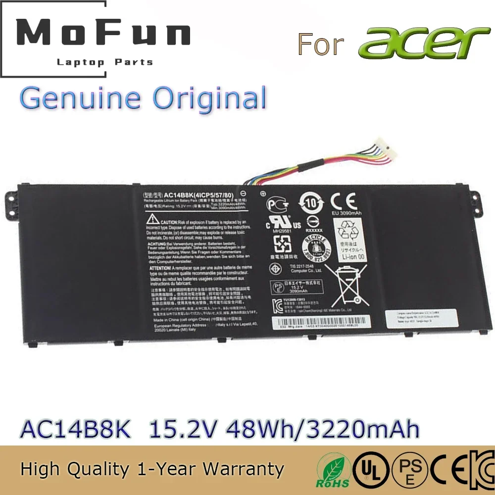 

Brand New Original AC14B8K 15.2V 48Wh Laptop Battery for Acer Chromebook CB3-111 CB5-571 AspireV3-371 AC14B3K etc.