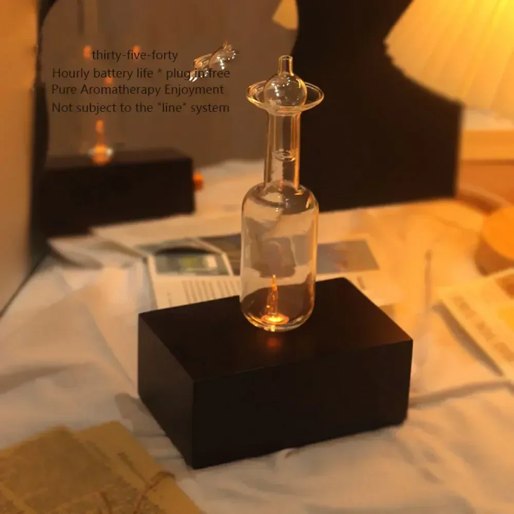 

Безводный диффузор для чистого эфирного масла, профессиональный распылительный диффузор, диффузор аромата со стеклянной и деревянной основой, аккумулятор 2600 мАч для дома