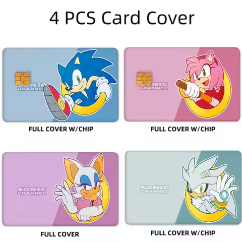 Anime S-Sonic Cartoon Anime Cartoon 4pcs 1Set Skin Stickers Film Tape Case For Big Credit Debit Card Front Side