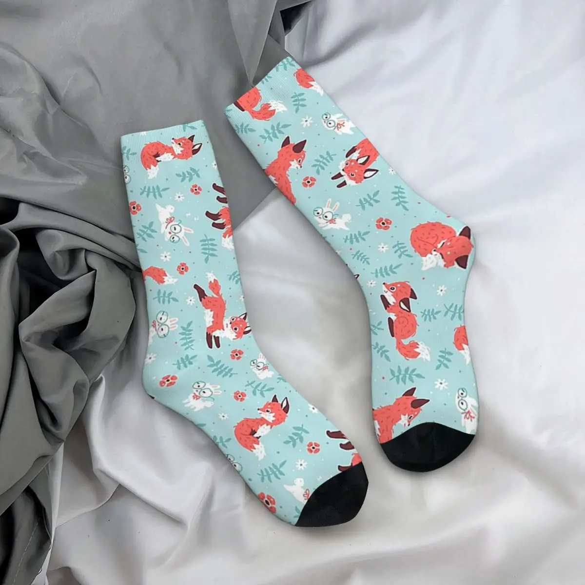 Fuchs und Hase Muster Socken Harajuku hochwertige Strümpfe die ganze Saison lang Socken Zubehör für Unisex Geschenke