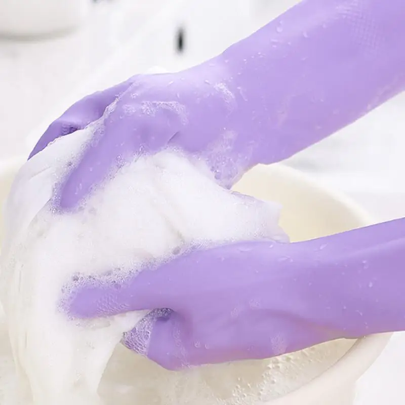 1 Paar Latex-Geschirrspülhandschuhe, mit rutschfestem Griff, wasserabweisender, wiederverwendbarer Gummihandschuh, für die Reinigung von Küche und Bad – Detail 10