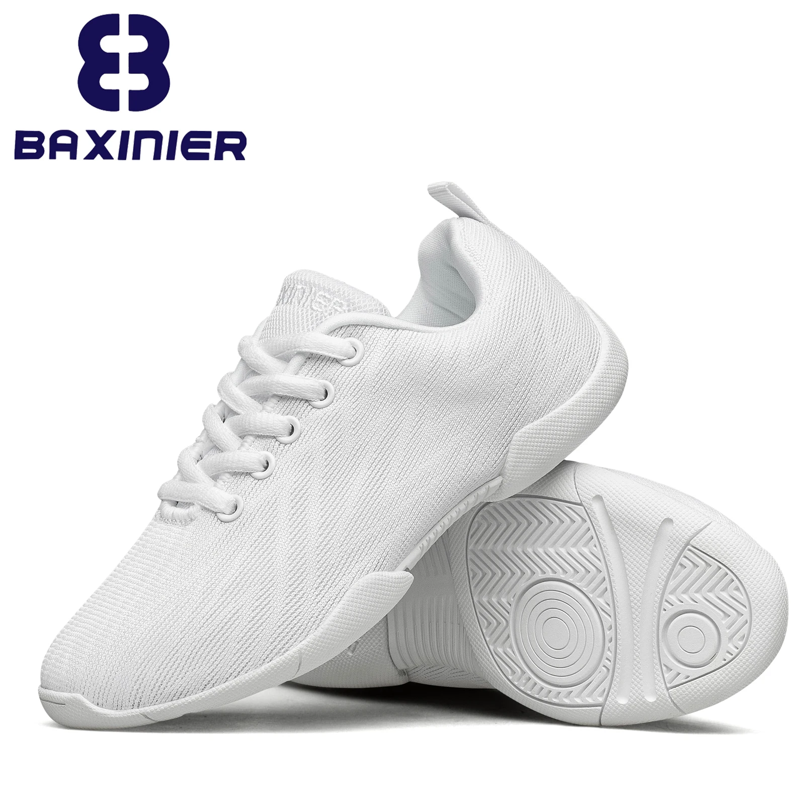 BAXINIER Girls White Cheerleading Shoes Lightweight Youth Competition Cheer Sneakers Kids Training Dance Tennis Shoes