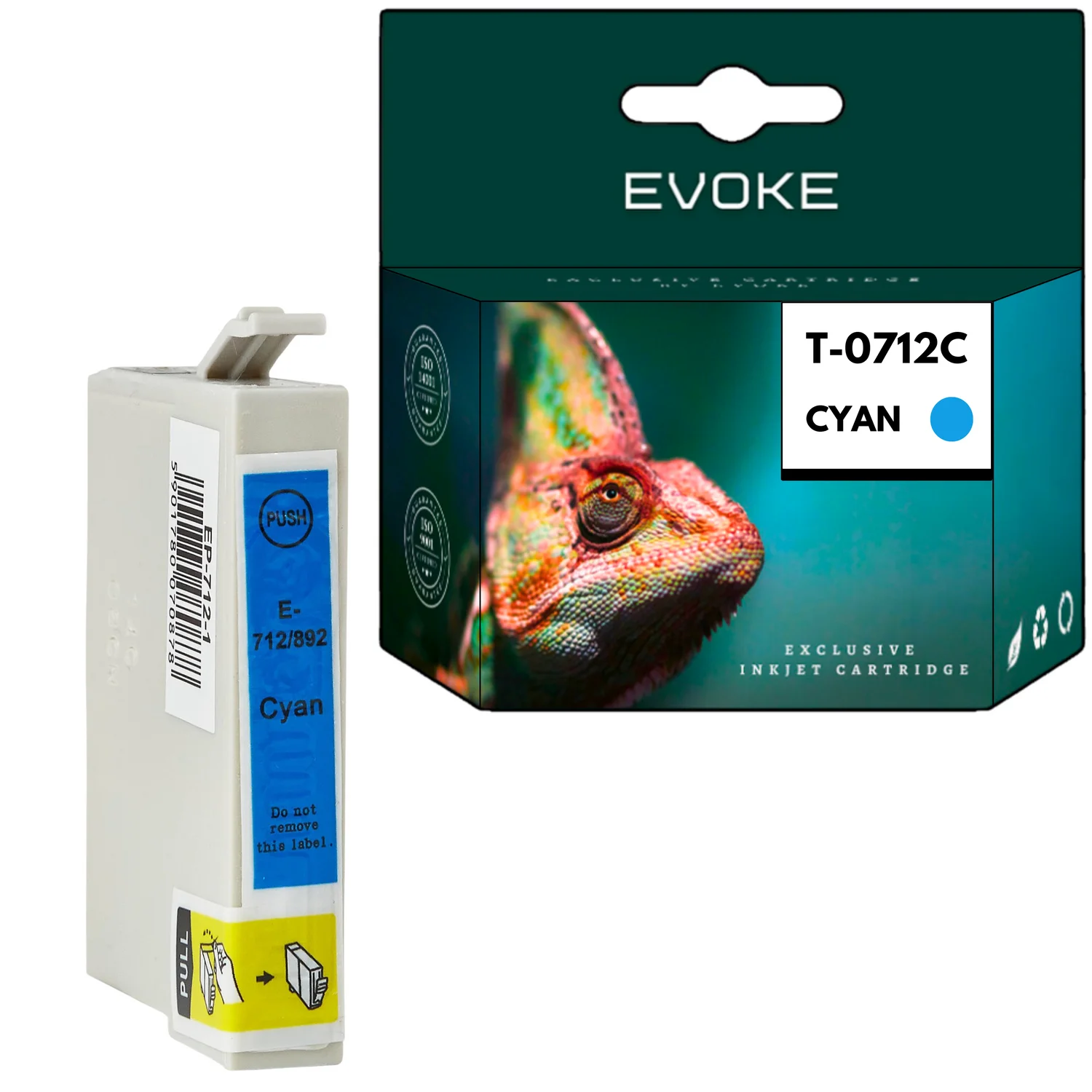 Evoke compatibele inkt voor Epson C13T07124011 T0712 cyaan 13,5 ml 900 pagina's Stylus D78 D92 Dx4000 4050 4400 4450 5000 5050 6000 6050 7000F 7400 7450 8400 8450; Sx100 105 110 115 200 205 210 215