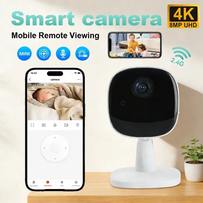 

5 МП HD Wi-Fi камера видеонаблюдения, миниатюрная внутренняя камера для дома, ночное видение, двусторонняя аудиосвязь, обнаружение человека, 2 МП IP-камера 2026