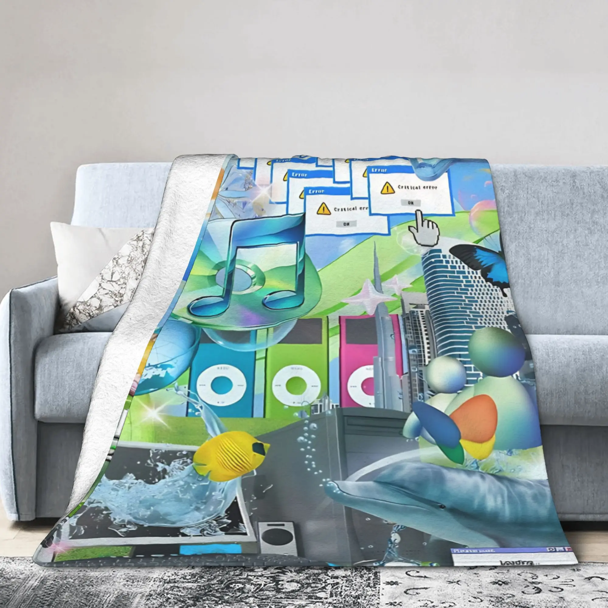 F-AERO Blankets Frutiger Aero Plush Awesome Soft Throw Blanket for Chair Covering Sofa Summer