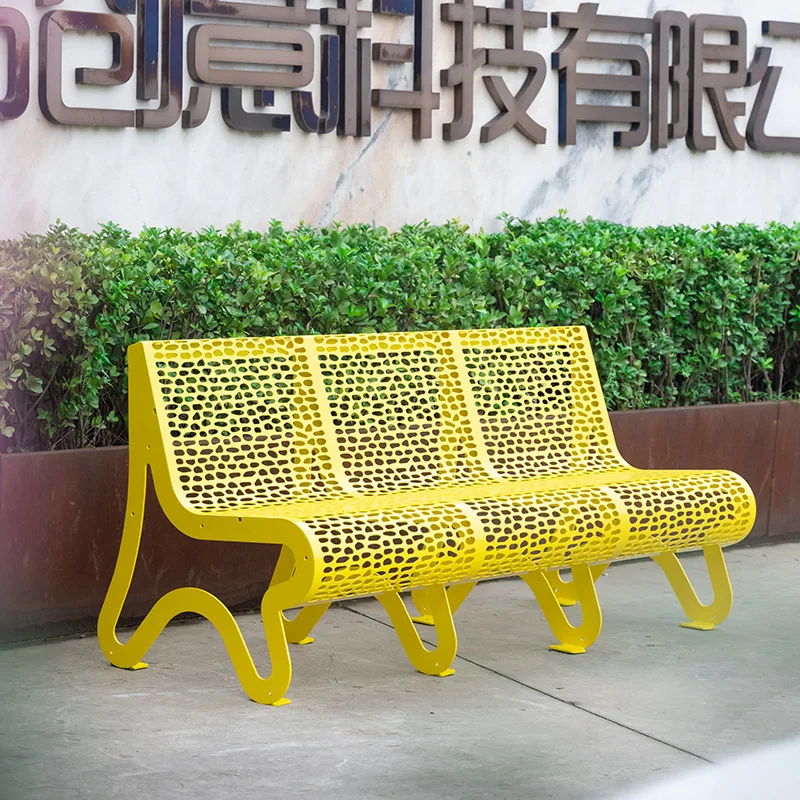 Park chair creative outdoor seat outdoor garden chair square shopping mall scenic leisure seat wrought iron bench 3