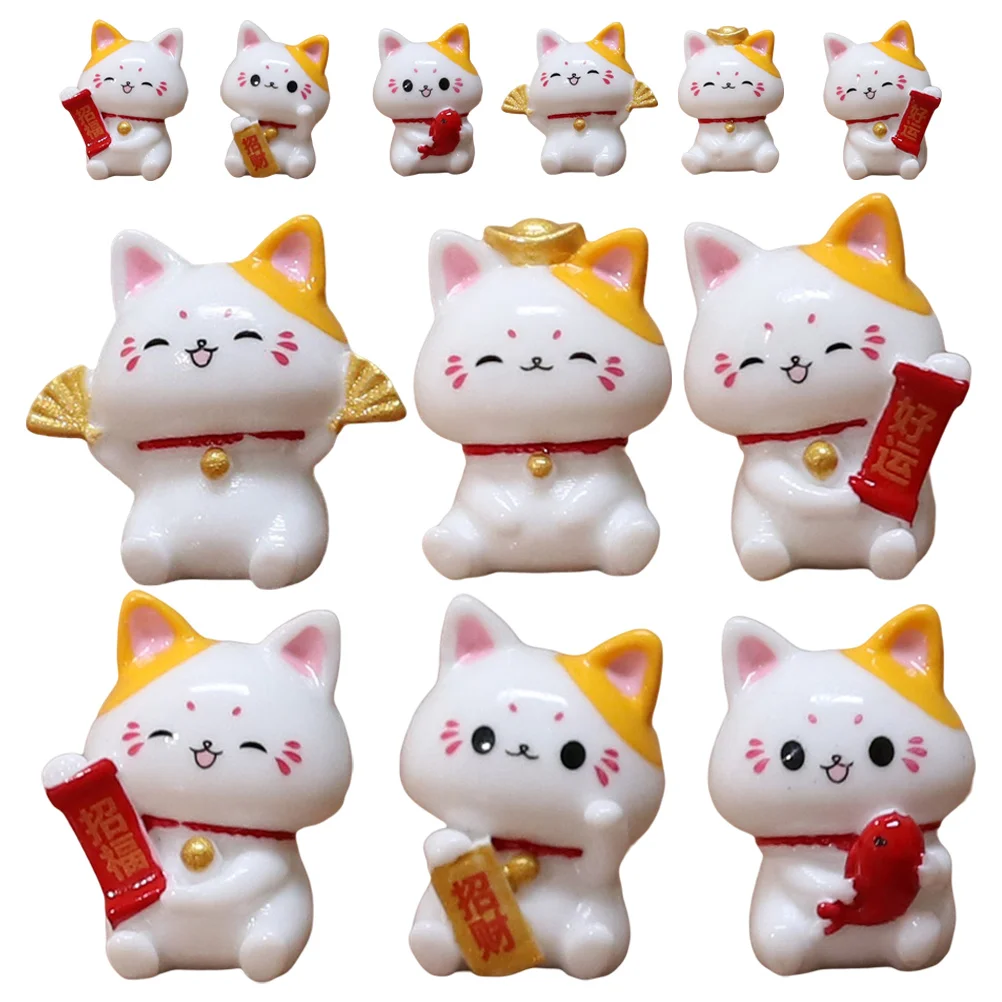 12 Buah Patung Resin Patung Mini Dekorasi Model Anak Kucing Model Anak Kucing Penanam Patung Kucing Mini Nament Kucing