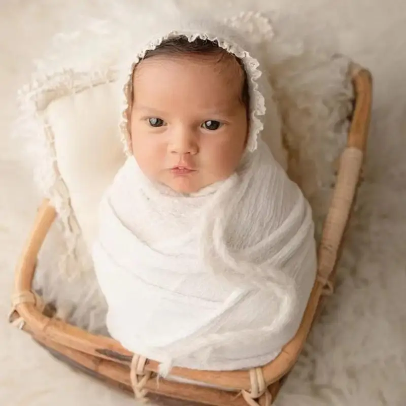 M89C Newborn Shower Gift Photo Props Hat Wrap Towel Infant Photostudio Accessories