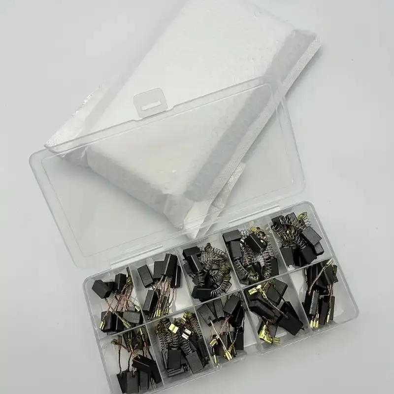60pcs Carbon Brush Set 10 Sizes Power Tool Parts Durable Metal Replacement Accessories For Electric Drill Repair Maintenance