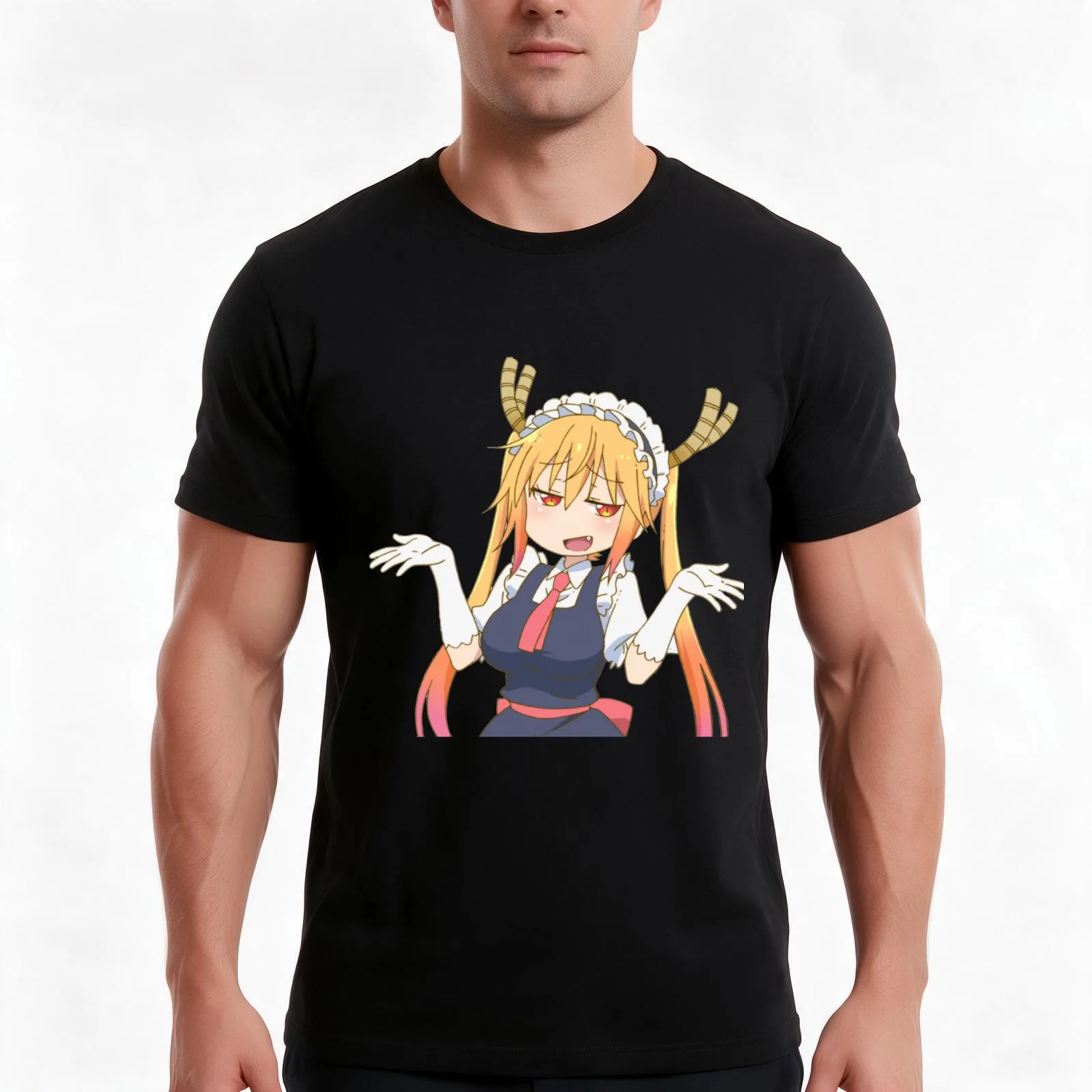 Dragon Maid Tohru Shrug T-Shirt Summer Casual Cotton Tee Oversized Streetwear Tops Vintage Graphic Print Unisex Men Women
