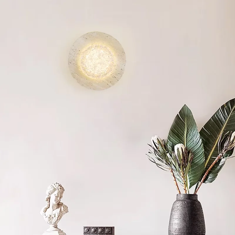 

Настенный светильник из натурального желтого камня в стиле ретро «Ваби-саби», роскошный прикроватный светильник для виллы, гостиной, прихожей