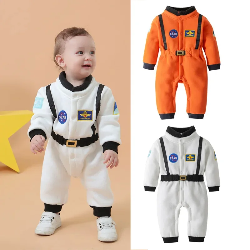 1-4years Toddler Boys Rompers Astronaut Style Patch Patchwork Snap Jumpsuits For Kids Boys Long Sleeve Astronaut Long Playsuit