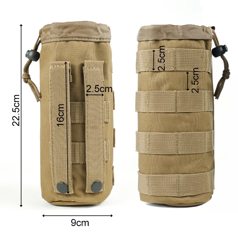 600D охотничьи сумки, маленькая сумка для бутылки с водой, многофункциональная уличная Регулируемая сумка на шнурке, облегченная модульная система переноски снаряжения, цвета хаки