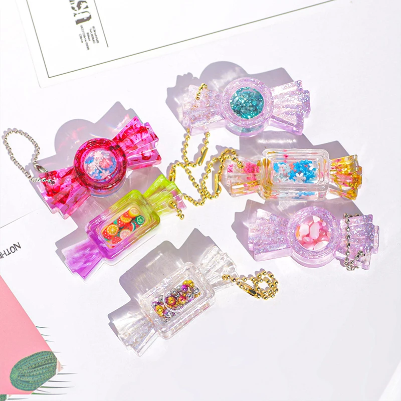 Cute Candy Resin Shaker Silicone Mold Kawaii Quicksand Oil Shaker Epoxy Moule Silicone Keychain Making DIY Epoxy Accessories