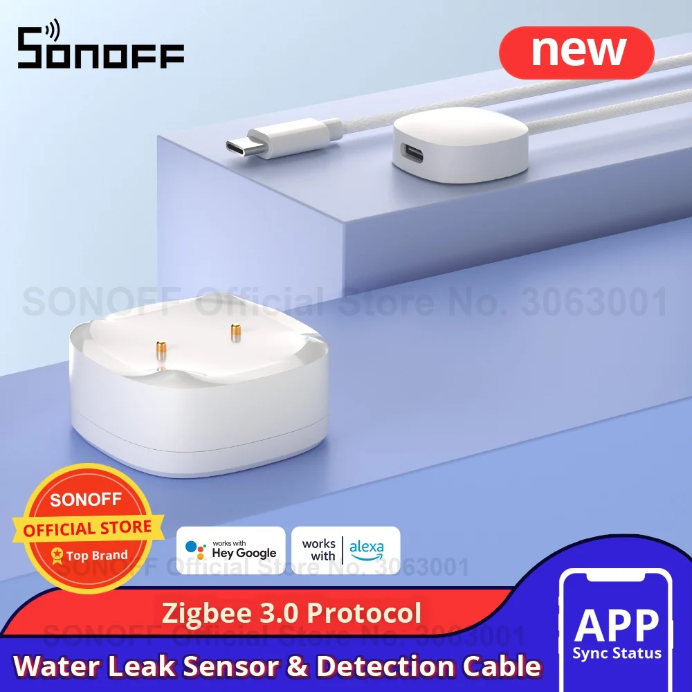 SONOFF SNZB-05P مستشعر تسرب المياه مع كابل الكشف بطارية 5 سنوات IP67 أجهزة إنذار ذكية مقاومة للماء تعمل مع Alexa Google Home