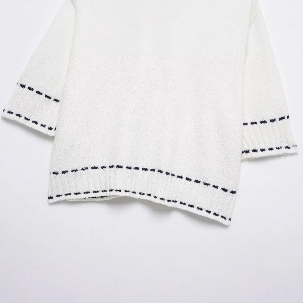 

Women's Short-Sleeved Knitted Cardigan European American Style Fashion Trimmed Open-Shirt Jacket for Spring Autumn