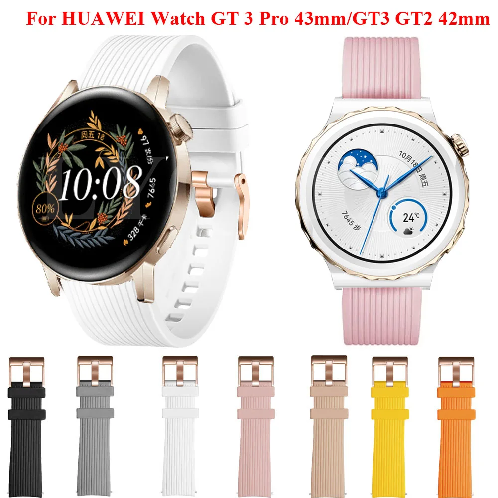 20mm Silicone Strap For Huawei Watch GT3 GT 3 Pro 43mm GT2 42mm Smart Watch Honor Magic Watch Wristband Replacement Wrist Strap