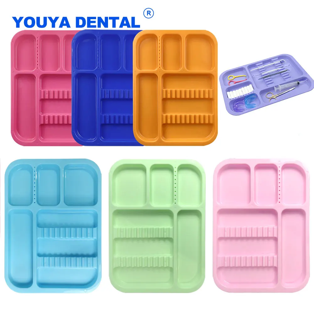 Autoclavable Instrument Colorful Tray Dental Split Management Trays Medical Flat Tray Dentist Mouth Mirror Tweezer Storage