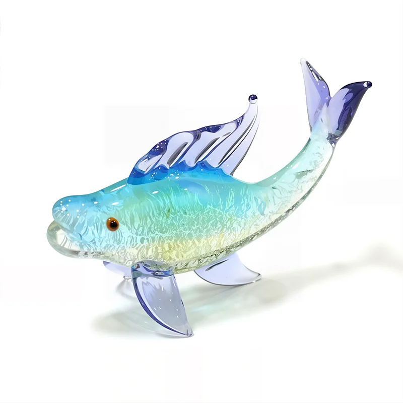 Silver Foil Craft Murano Glass Tropical Fish Figurine Cute Vivid Miniature Sea Animal Ornaments for Holiday Party New Year Gifts