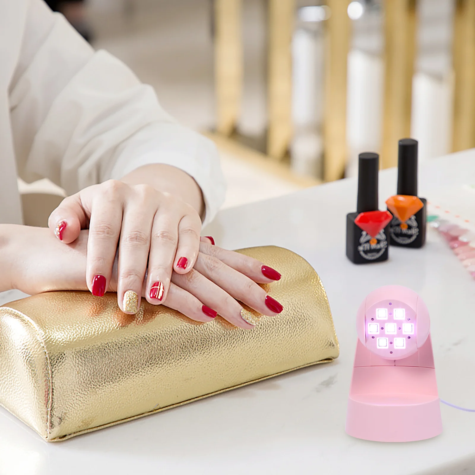 Mini secador de uñas, lámpara de fototerapia, esmalte de manicura, lámparas pequeñas de secado UV para uñas de Gel, Rosa