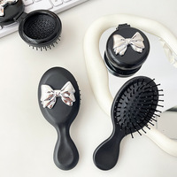 Portable Cute Bow Mini Round Hair Comb Hair Salon Hairdressing Massage Folding Hair Brush Air Cushion Comb Makeup Beauty Tools