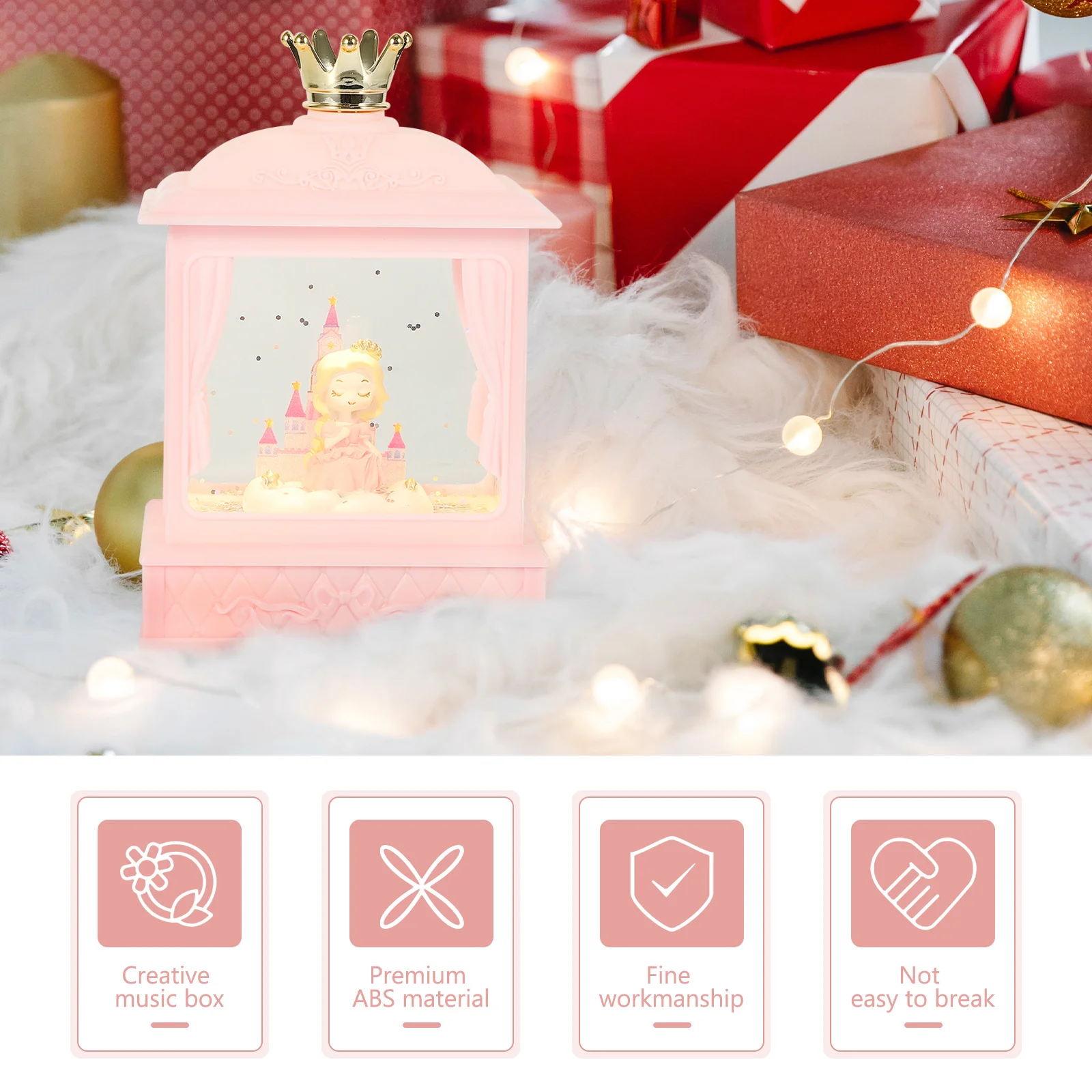 

Music Box Light Luminous Castle Design Creative Birthday Gift Home Decor Delicate Household Music Box Adornment