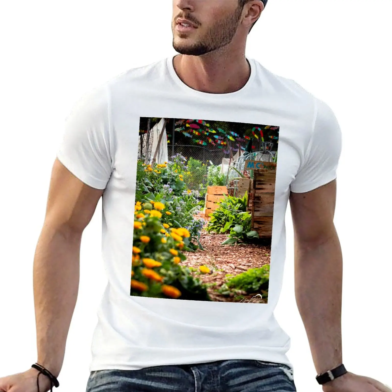 T-shirt en coton pour homme, T-shirt graphique pour homme, St John's Riverside Community Garden