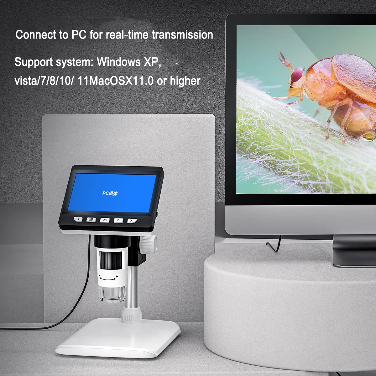 

4.3-Inch Screen Hd 2 Megapixel Microscope 1000x Magnification Electron Microscope Industrial Maintenance Microscope