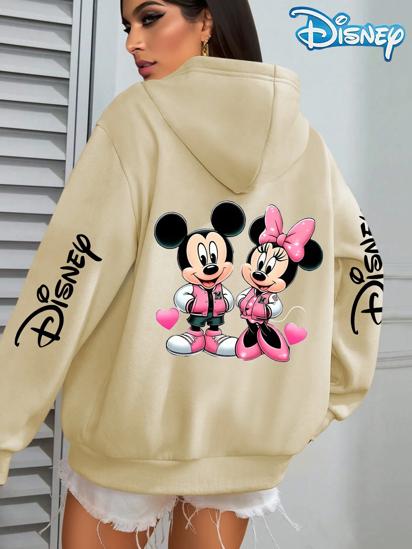 

Disney Women Mickey and Minnie Hoodie-Unisex Autumn and Winter Fleece Hooded Everyday Outdoors Hoodie for Any Occasion