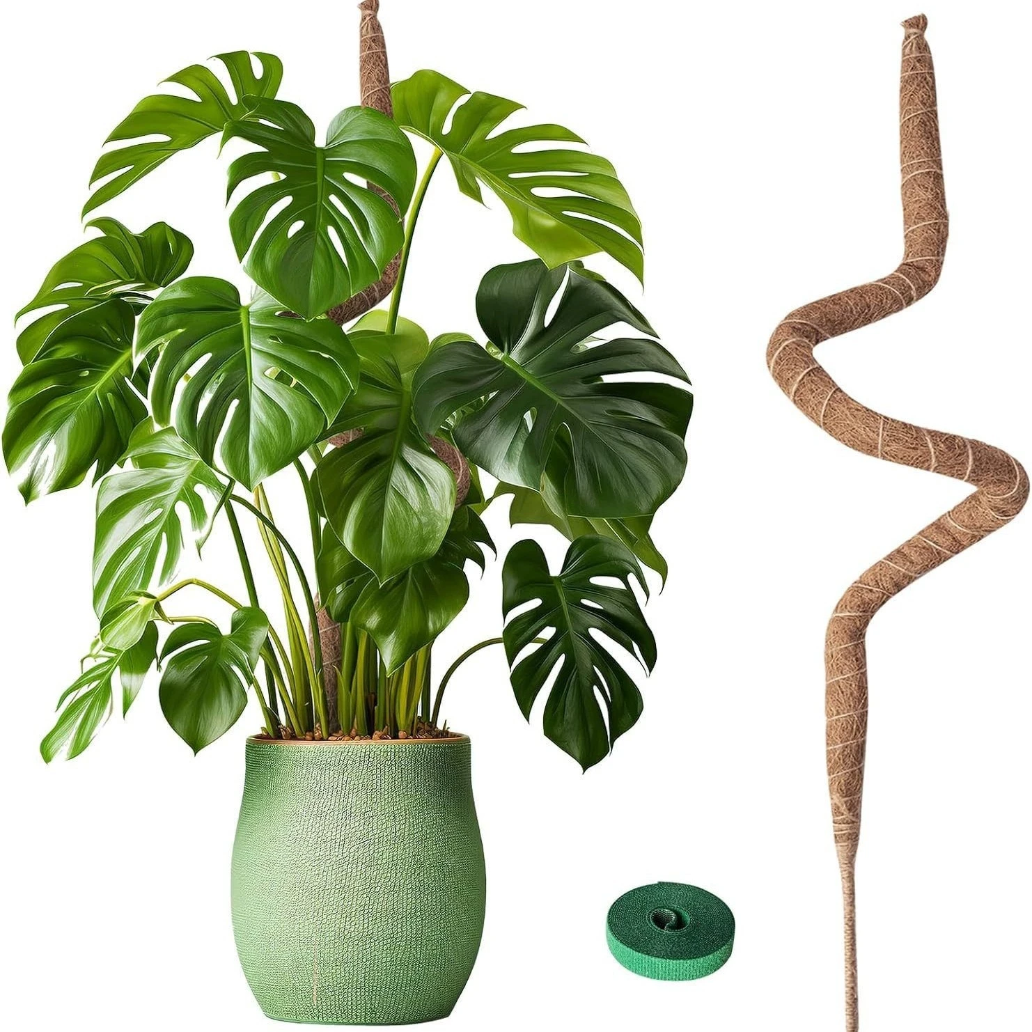 Poste de musgo flexible de 60-160cm para plantas, soporte para plantas Monstera de fibra de palma de coco, soporte para plantas trepadoras de Coco hecho a mano