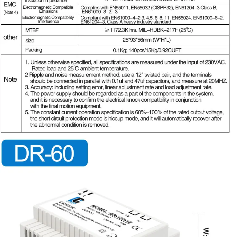 LCTC DR-15/60/100 Switching Power Supply 5V 12V 24V DIN Rail Power Supply Industrial Transformer Small Volume 4.2A 6.5A 7.5A