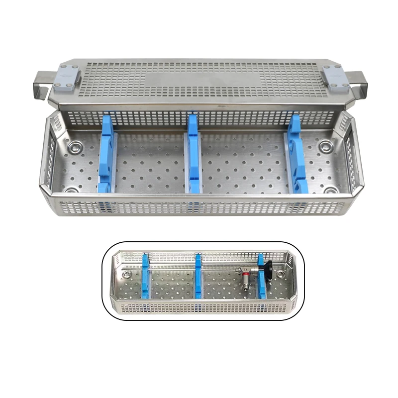 

GREATLH Rigid Endoscope Sterilization Container Disinfection Box Basket for Holding Instrument Tool Aluminium Alloy