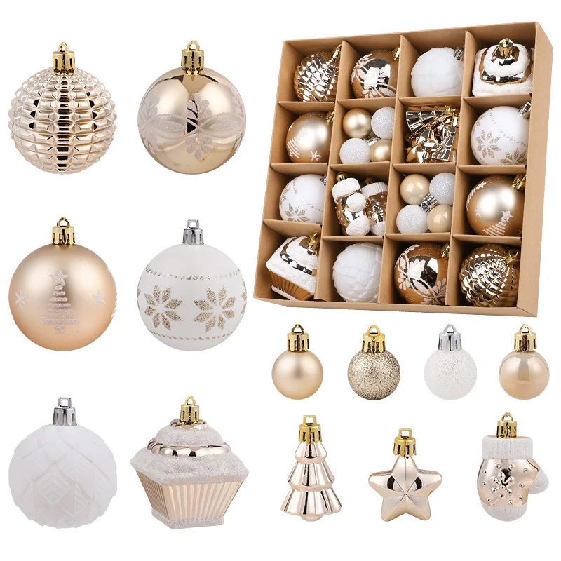 42Pcs Christmas Ball Decoration Rose Gold Baubles Christmas Tree Hanging Pendent For Home Noel Navidad Ornaments