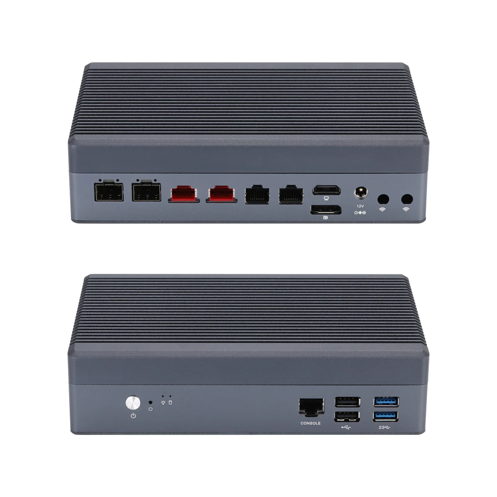 Barebone Qotom Mini PC N100/N150/ I3-N305 Onboard, 2x10G SFP+/ 2x10G LAN/ 2x2.5G LAN, DDR5 NVMe, AES-NI PfSense, Mini Case/ 1U